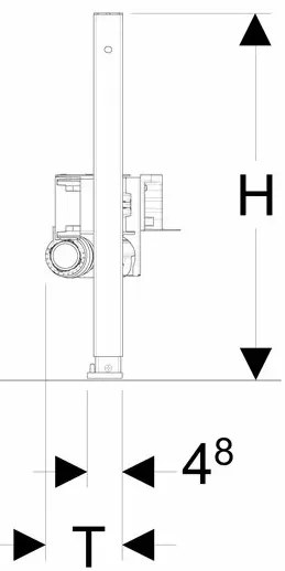 Rigola pentru dus cu scurgere in perete Geberit Duofix 500 mm pentru pardoseli 90 mm-200 mm
