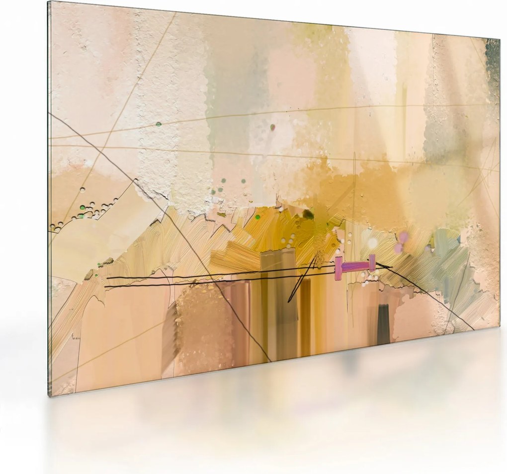 Tablou pe sticlă - Abstract, pictură în ulei (70x50 cm)