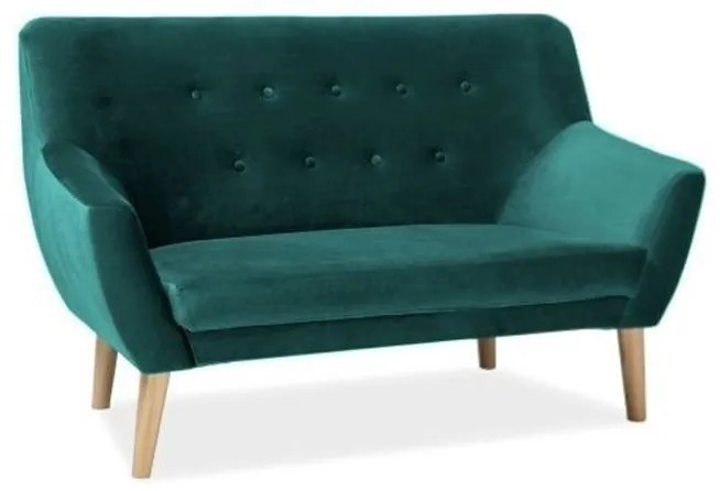 Canapea catifea, 2 locuri Culoare Verde / Fag NORDIC 2 VELVET