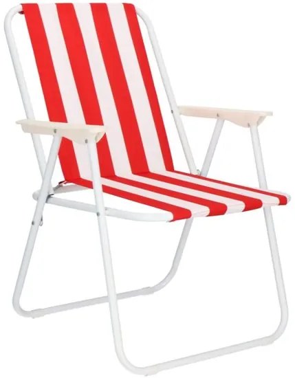 Scaun pliabil gradina, camping, pescuit, Springos, model dungi, rosu si alb, max 100 kg, 52x57x74 cm
