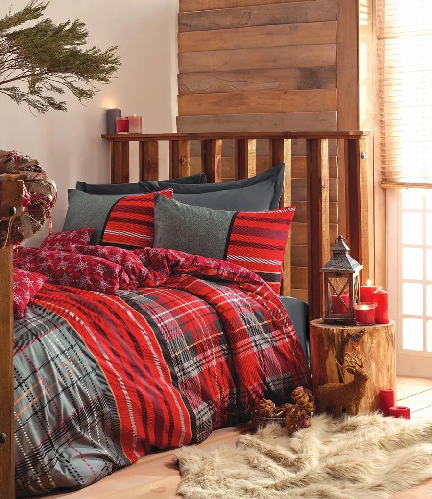 Lenjerie de pat pentru o persoana, 3 piese, 160x220 cm, 100% bumbac ranforce, Cotton Box, Santa, gri