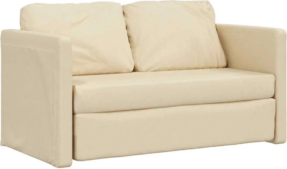 vidaXL Canapea extensibilă 2 în 1, crem, 112x174x55 cm, textil