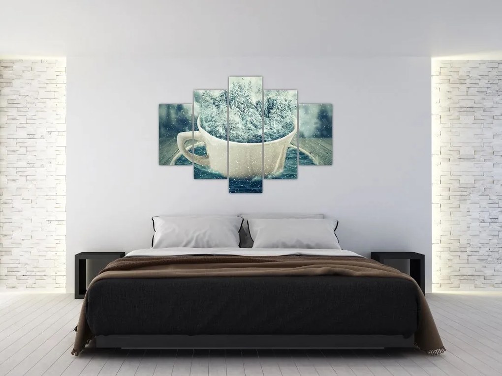 Tablou - Lumea de iarnă într-o căniță (150x105 cm)