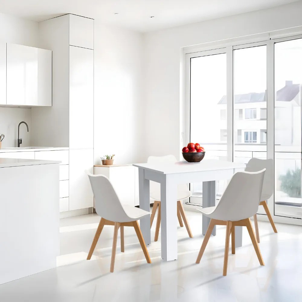 Set de masă Amina 4+1 alb-alb