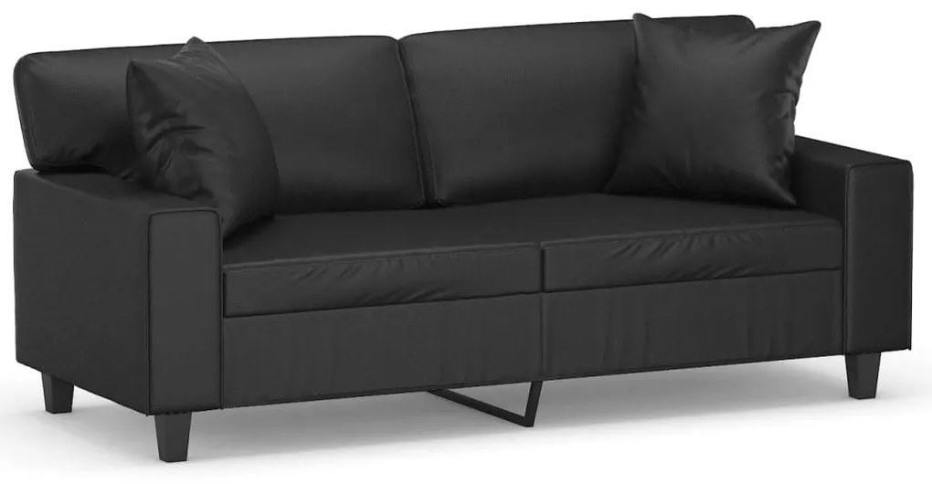 3153059 vidaXL Canapea cu 2 locuri, perne&pernuțe negru 140 cm piele ecologică