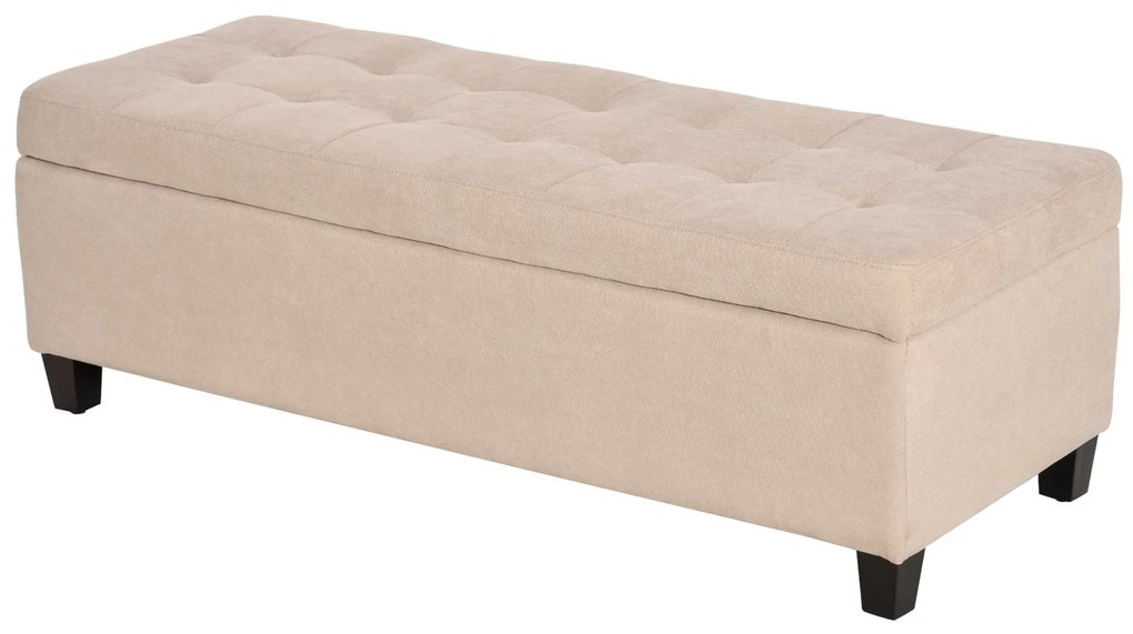 HOMCOM Banchetă cu depozitare, detalii cu nasturi, până la 120 kg, 125 x 49 x 41,5 cm, Bej | Aosom Romania