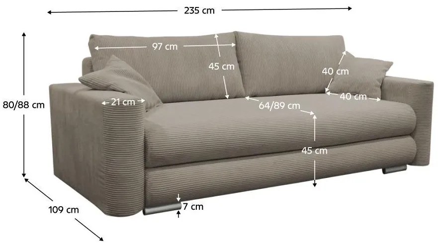 Canapea extensibilă Roselon (gri maro) (cu sp. depozitare). 1096906