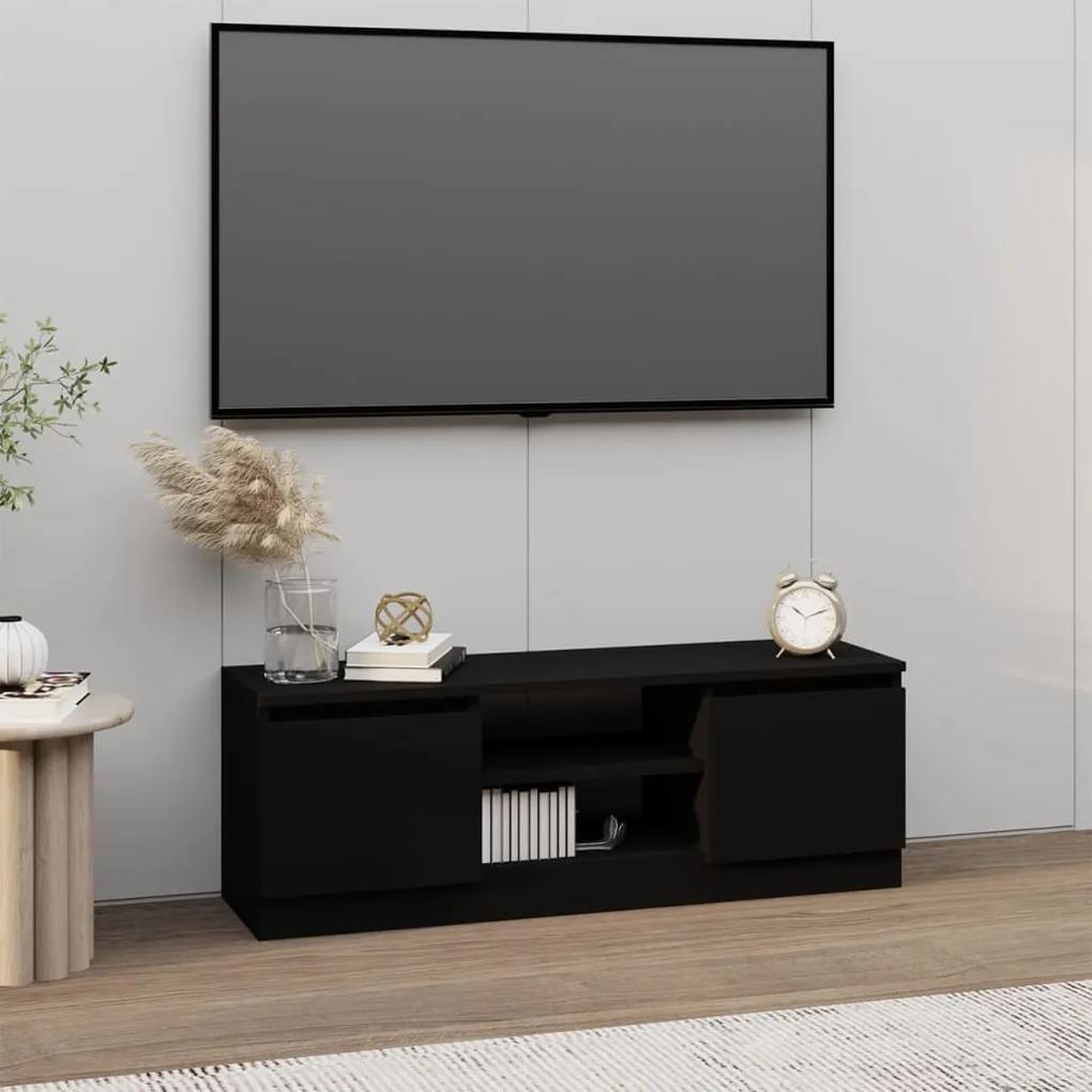 823351 vidaXL Comodă TV cu ușă, negru, 102x30x36 cm