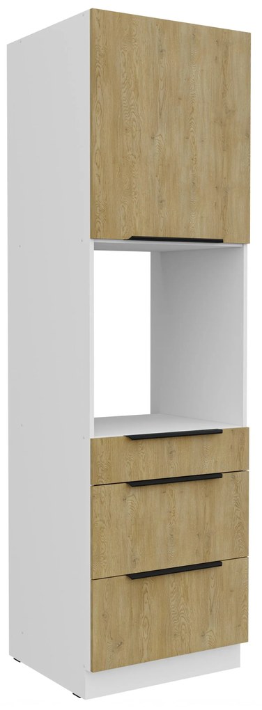 Dulap bucătărie pentru cuptor Carminia 60 DPS-210 3S1F PREMIUM BOX (stejar cremona + alb). 1128081