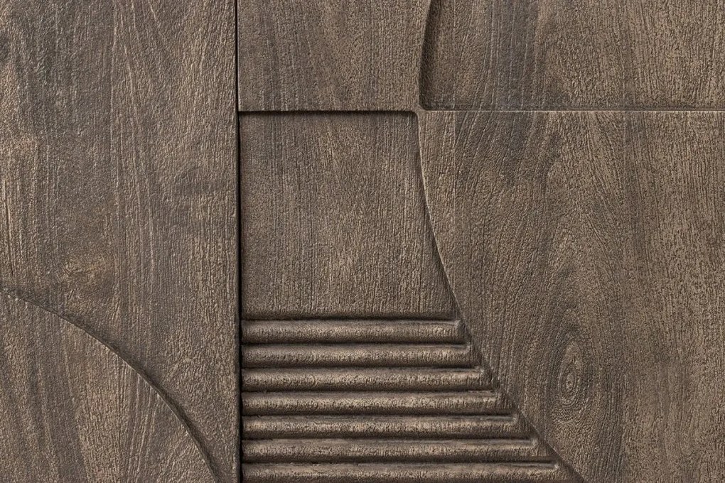 Comoda TV cu model optic 3D, Lemn mahon gri, ART DECO 170cm