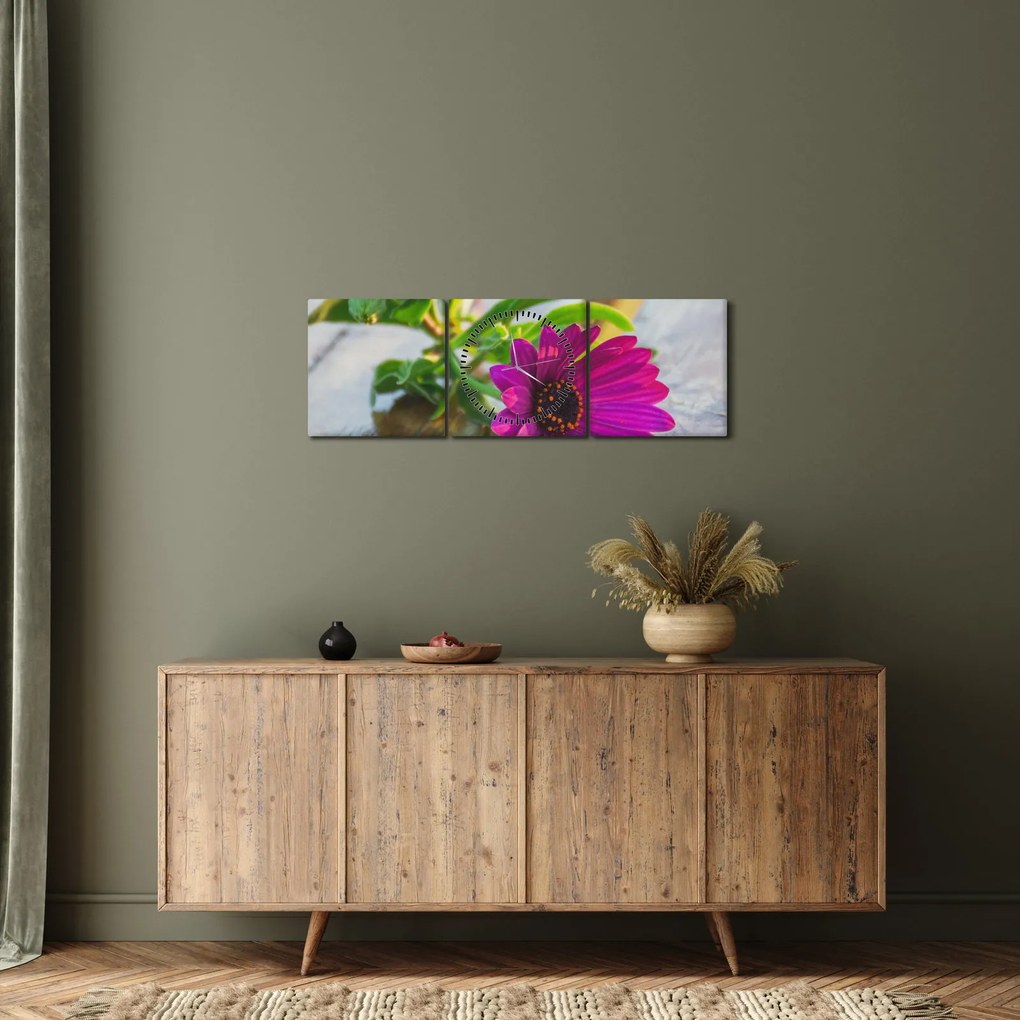 Tablou flori tăiate (cu ceas) (90x30 cm)