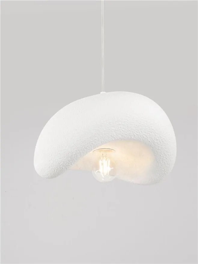 Lustra suspendata cu textura granulata Bambel alb piatra