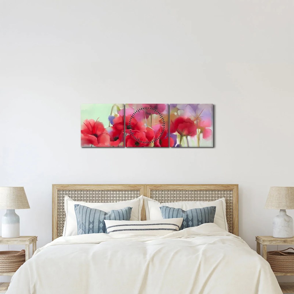 Tablou - Maci (cu ceas) (90x30 cm)