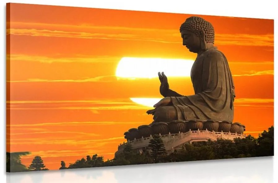 Tablou statuia lui Budha la apus de soare
