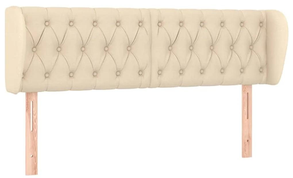 3117483 vidaXL Tăblie de pat cu aripioare crem 147x23x78/88 cm material textil