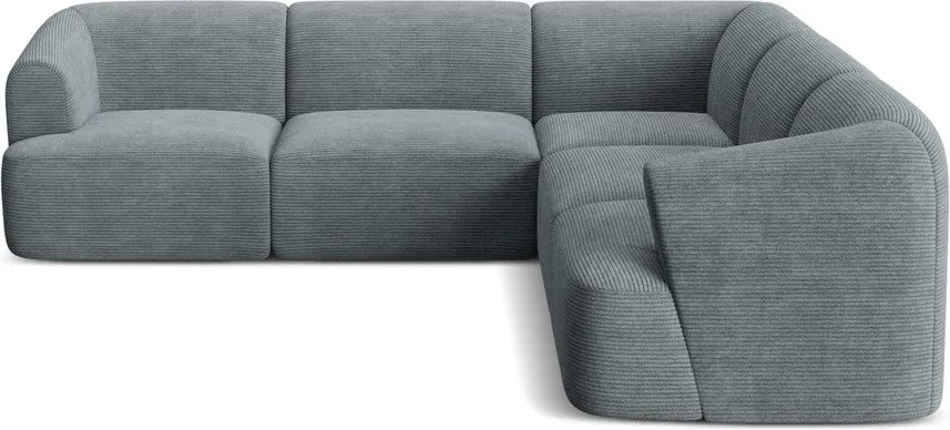 Colțar gri închis cu tapițerie din catifea reiată Campi – Cosmopolitan Design