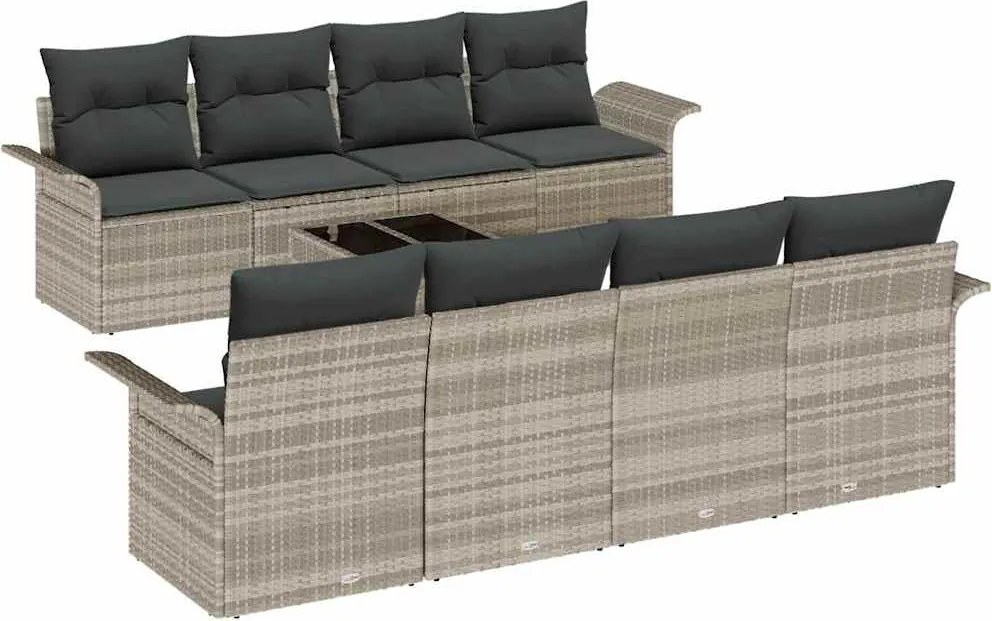 vidaXL Set de canapele pentru grădină 9 pcs Gri deschis și gri închis