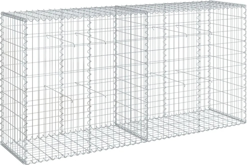 vidaXL Coș gabion cu capac, 200x50x100 cm, fier galvanizat