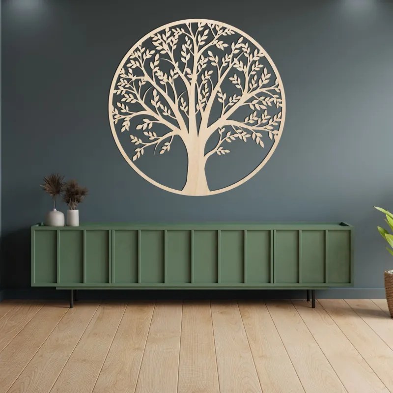 SENTOP | Copacul Vieții din lemn, într-un cerc – decorațiune murală | FORTIS