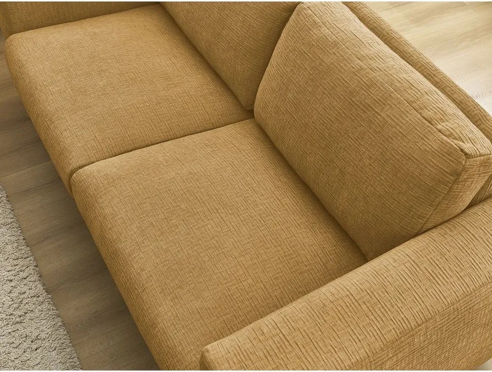 Canapea galben-muștar pentru dormitul zilnic/extensibilă cu tapițerie din chenille 240 cm Hugo – Bobochic Paris
