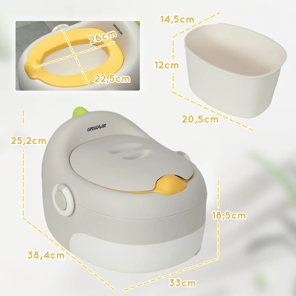 AIYAPLAY 3-în-1 Oliță pentru copii, scaun detașabil, tapițerie din piele ecologică, până la 50 kg, 6 luni până la 6 ani, Gri | Aosom Romania