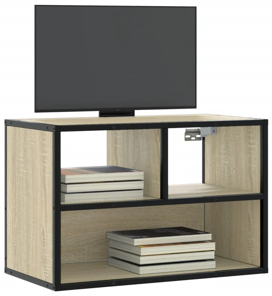 vidaXL Dulap TV, stejar sonoma, 60x31x39,5cm, lemn prelucrat și metal