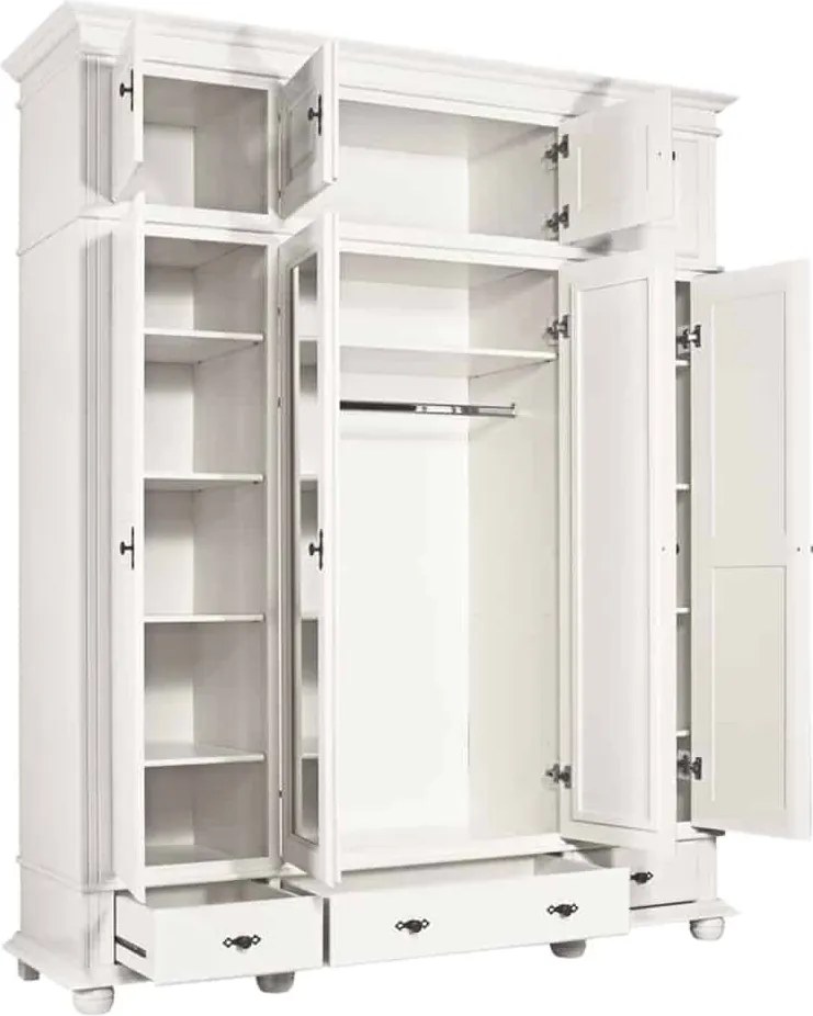 Dulap lemn masiv alb Înalt Arlo, 197 × 58 × 240 cm