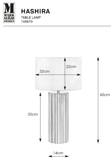 Lampă de masă Markslöjd 108670 HASHIRA 1xE27/40W/230V alb/negru