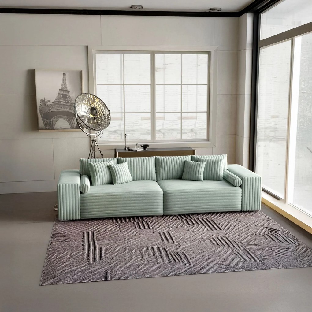 Canapea extensibilă dumonde cu ladă de depozitare si sezut confortabil din spuma high-density, Marbela Ambience Mint XXL 295x100 cm