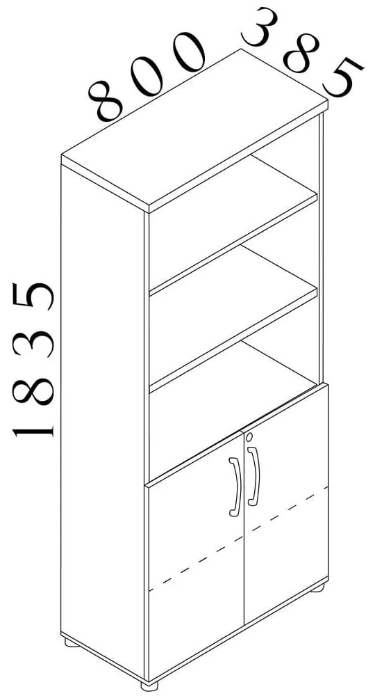 Dulap înalt Visio LUX 80 x 38,5 x 183,5 cm, stejar