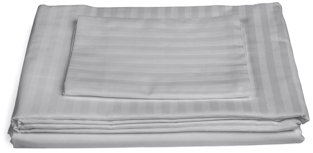 Lenjerie 2 persoane Nature, 100% Bambus, 6 piese, 200x220 cm, gri deschis cu dungi