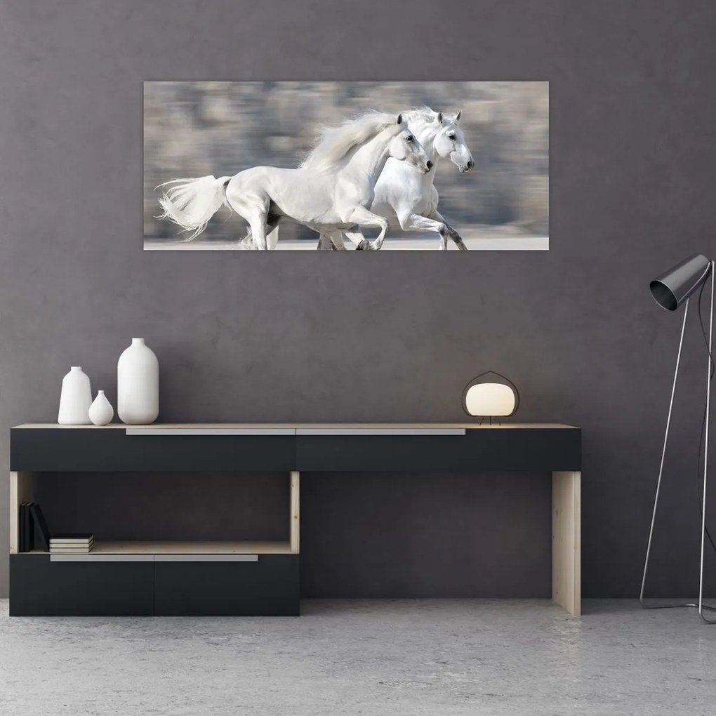 Tablou - Cai albi în timpul iernii (120x50 cm)