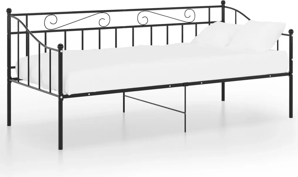 vidaXL Cadru de pat canapea, negru, 90x200 cm, metal