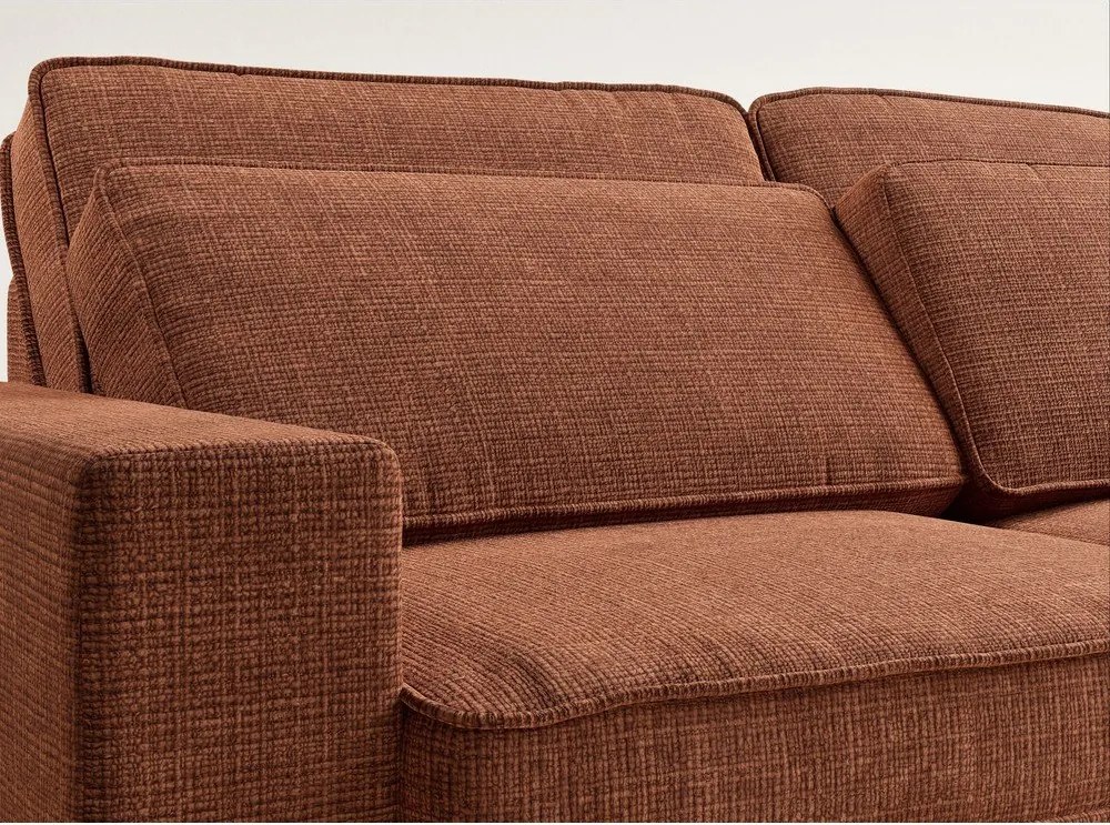 Colțar arămiu cu tapițerie din chenille (cu colț pe partea dreaptă/în formă de ”L”) Kirou – Maison de Rêve