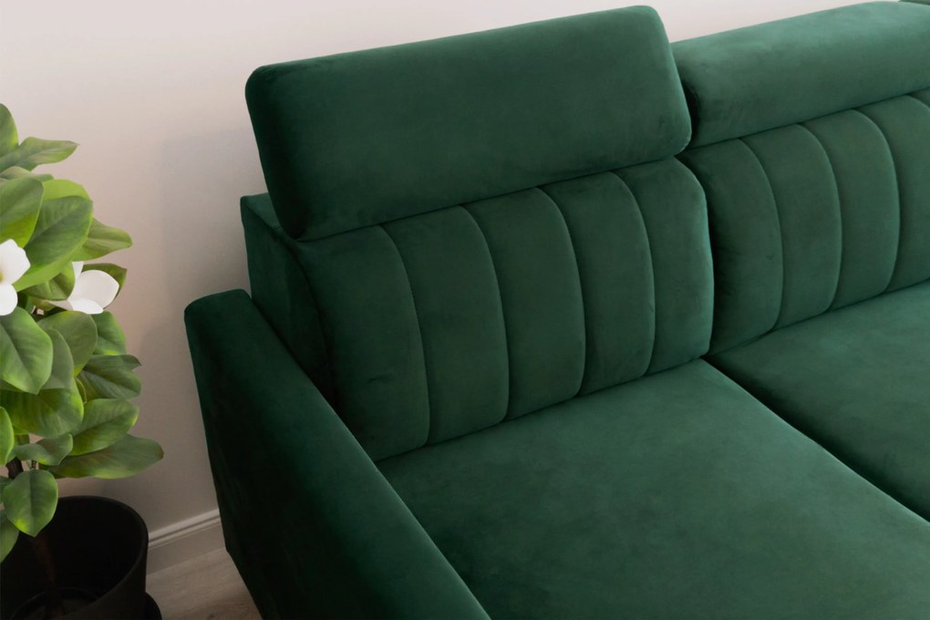 Colțar cu funcție de dormit Vario universal - verde catifea Bluvel 78