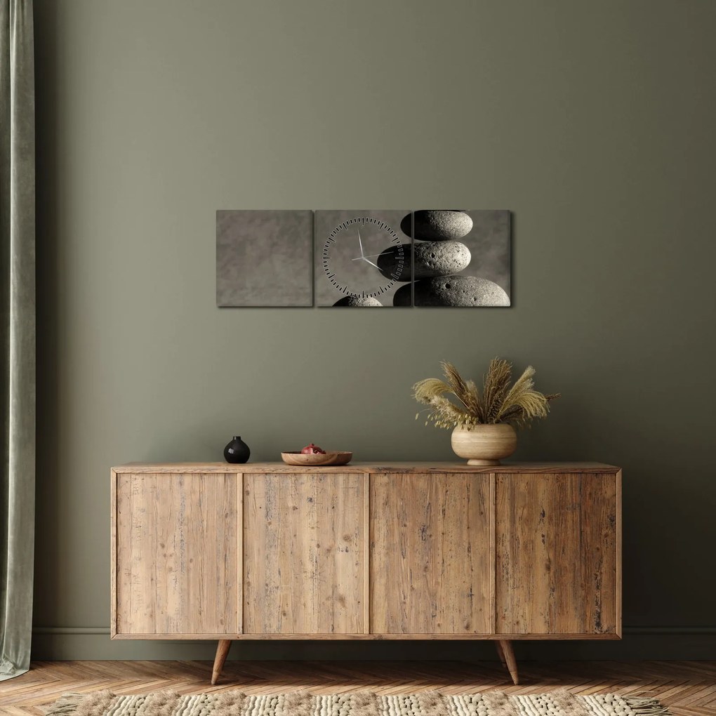Tablou - Pietre gri (cu ceas) (90x30 cm)