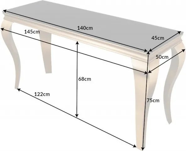Consola eleganta Modern Barock 140cm, negru/ auriu