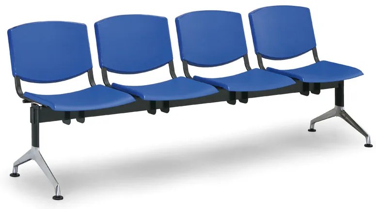 Bancă de design din plastic, 4 locuri, galbenă