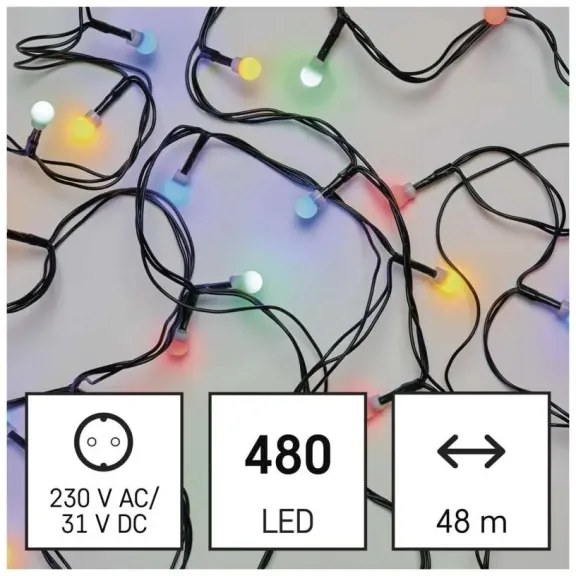 Ghirlandă luminoasă LED, 480 LED, 8 funcții, 53 m, IP44, multicolor