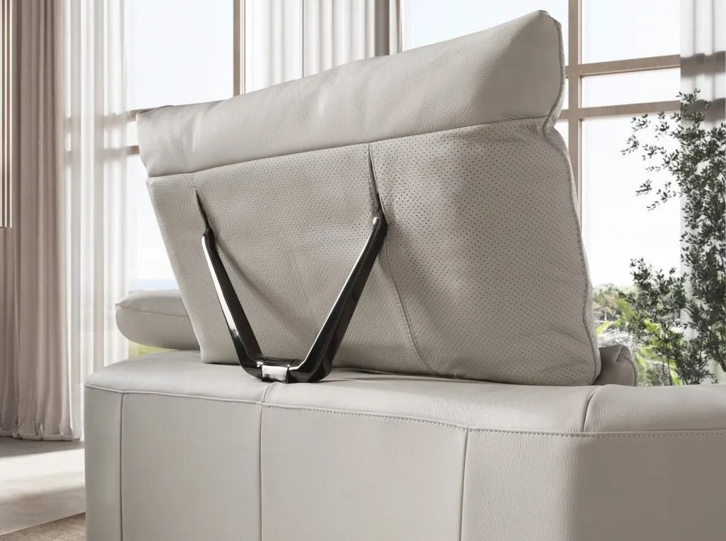 Coltar LUX design italian cu sezlong dreapta Cowhide gri deschis