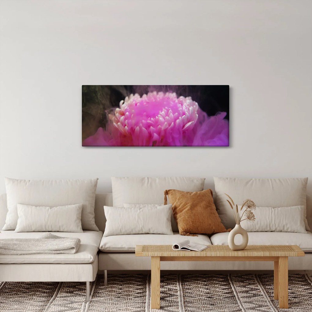 Tablou cu floare în fum roz (120x50 cm)