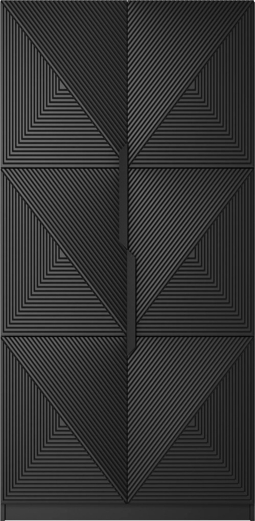 Dulap Asha 100 cm și mânere metalice - negru mat / mânere negre