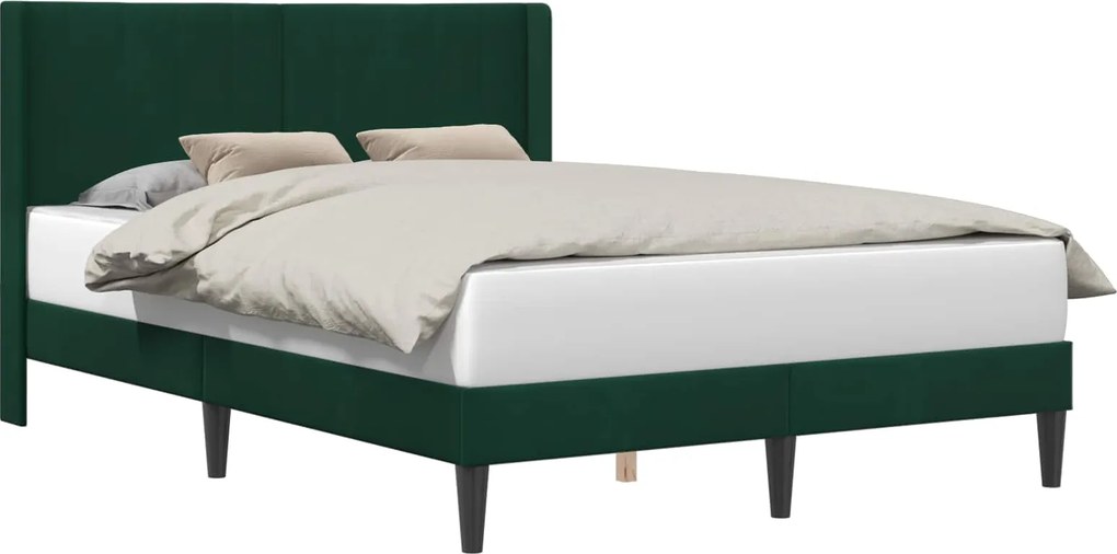 vidaXL Cadru de pat cu headboard Verde închis 140 x 190 cm Catifea