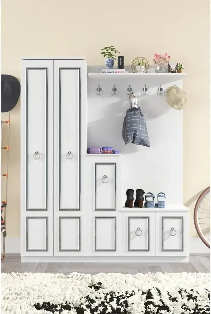 Cuier hol cu pantofar alb Vera Homs 183 x 35 x 150 cm 