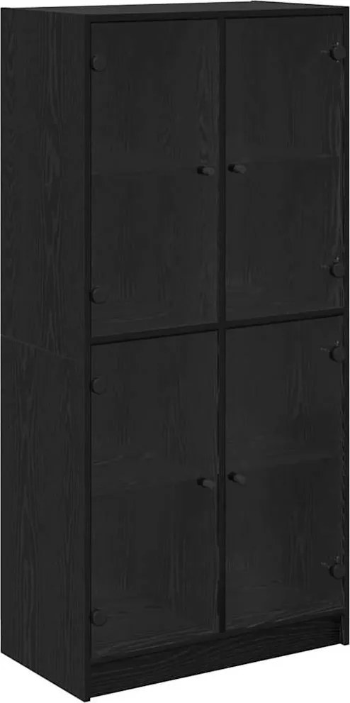 vidaXL Bufet Stejar Negru 68 x 37 x 142 cm Lemn compozit