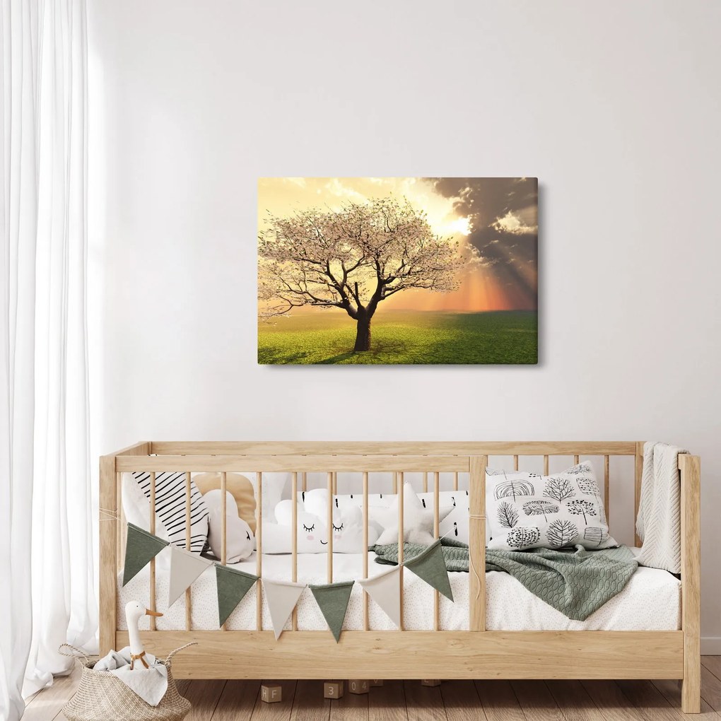 Tablou cu copac pe luncă (90x60 cm)