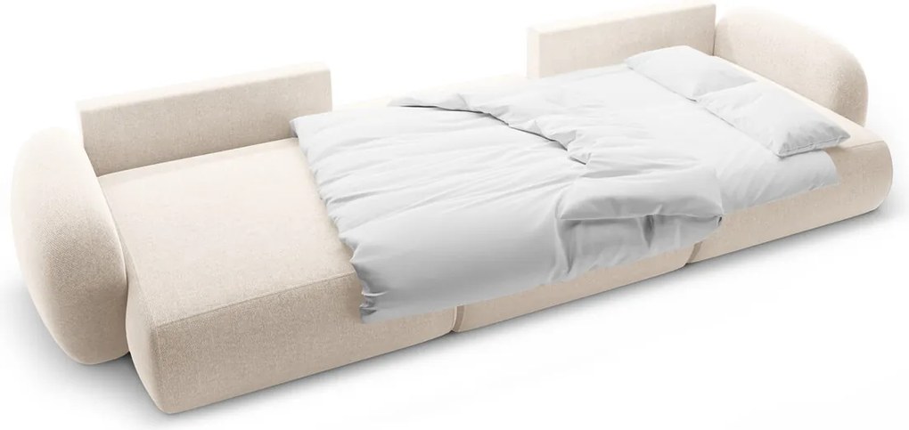 Coltar panoramic extensibil 5 locuri, Tonale, Cosmopolitan Design, 362x149x88 cm, tesatura chenille, bej deschis