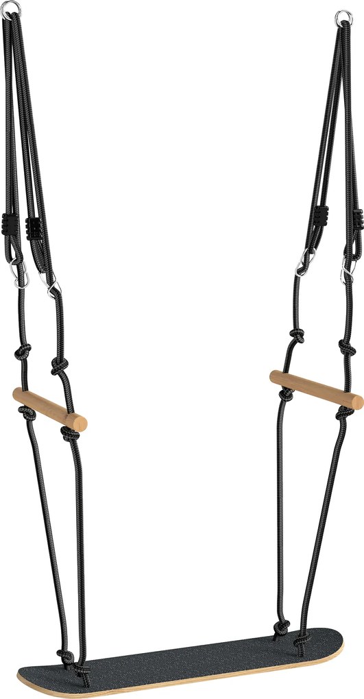 AIYAPLAY Leagăn skateboard pentru copii cu înălțime reglabilă, placă antiderapantă, frânghie rezistentă la intemperii, mânere Negru | Aosom Romania