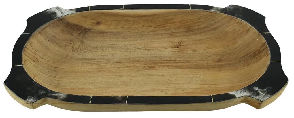 Tava decorativa Rustic din lemn de tec sculptata manual 42 cm