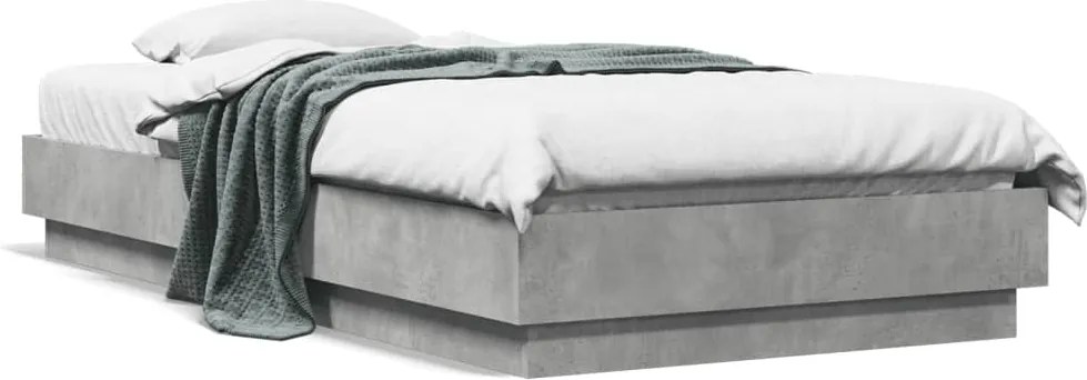 vidaXL Cadru de pat, gri beton, 75x190 cm, lemn prelucrat